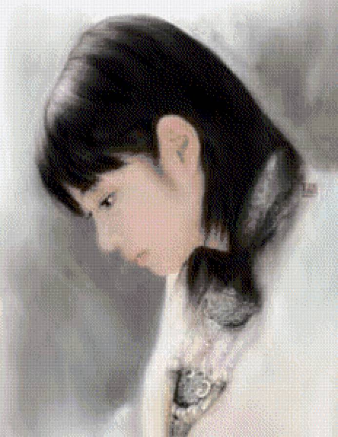 Sadness... - девушка, япония, аниме, фэнтези, монохром - предпросмотр