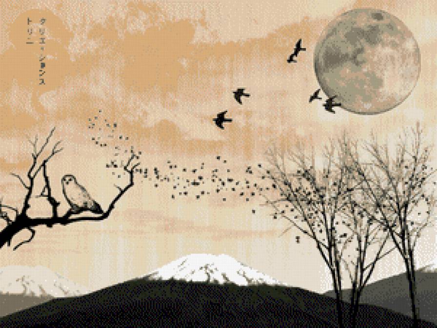 Единение - япония, монохром, природа - предпросмотр