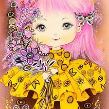 Оригинал схемы вышивки «девочка с цветами» (№952775)