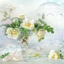 Схема вышивки «белые розы и альтанка»
