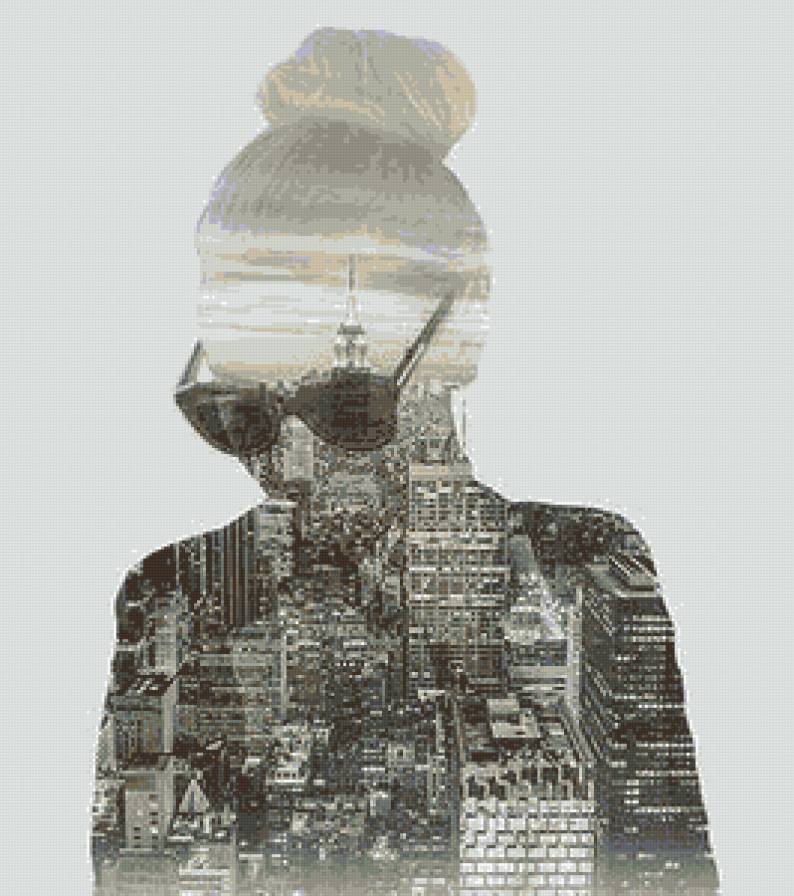 Мегаполис - монохром, девушка - предпросмотр