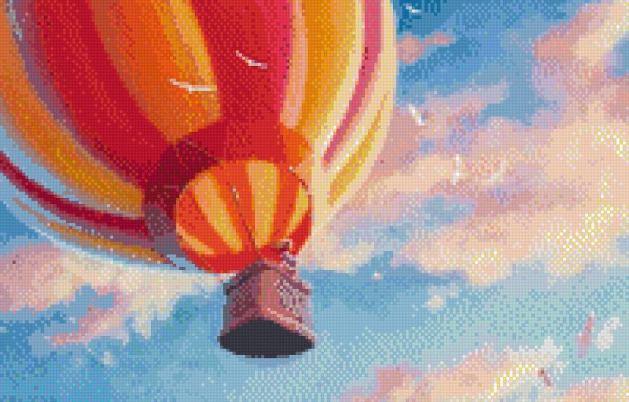 на большом воздушном шаре - облака, небо - предпросмотр