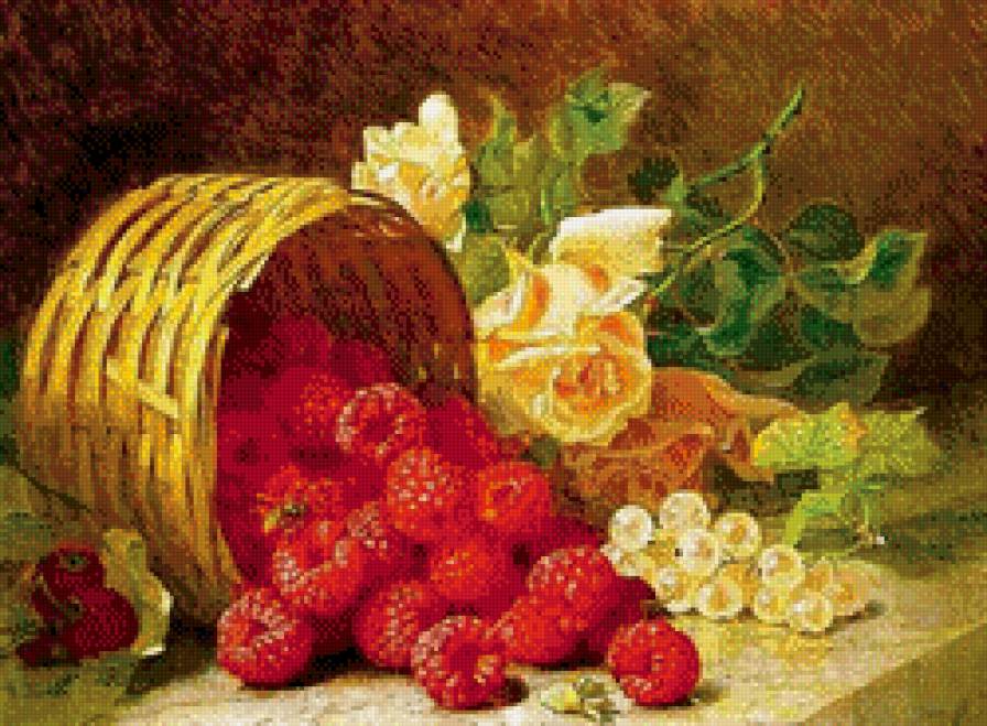 Натюрморт с малиной - натюрморт - предпросмотр
