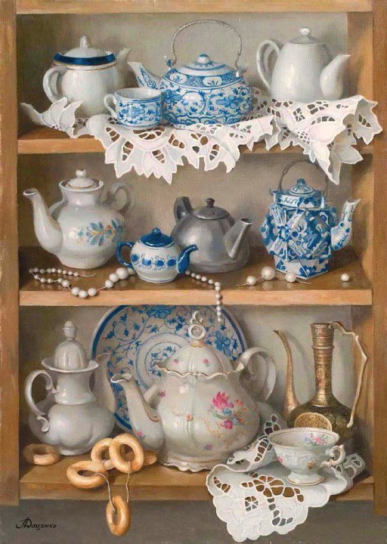 Кухонное панно. - сервиз, посуда, кухня, панно, уют - оригинал