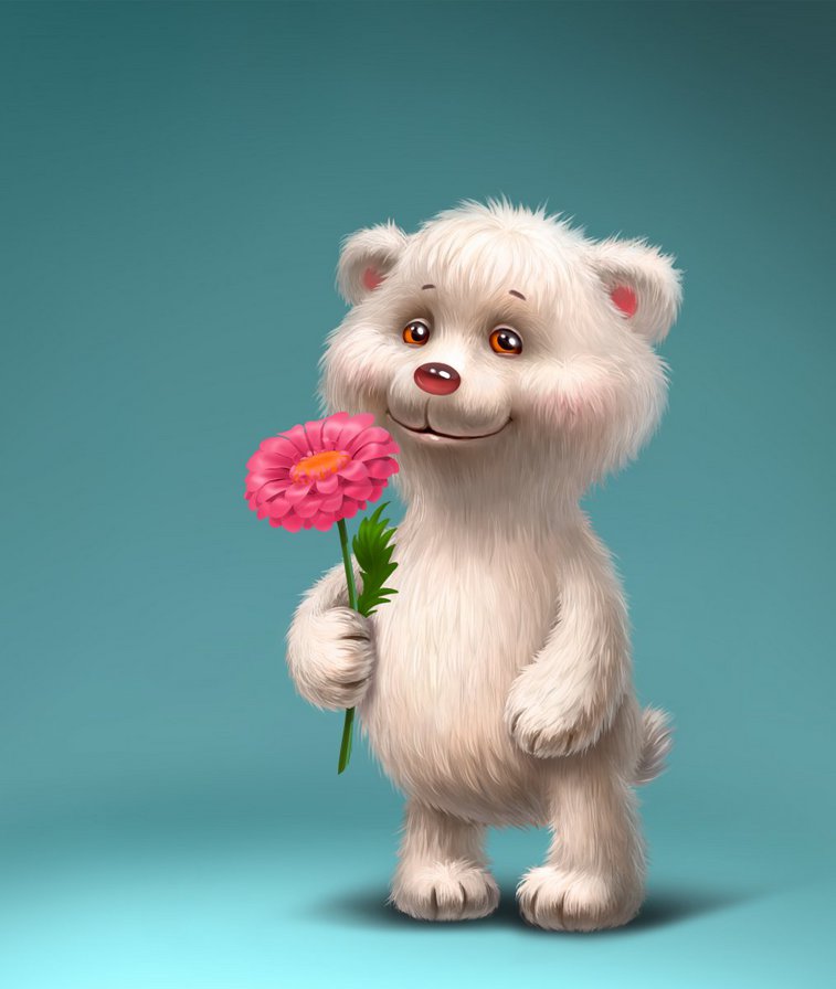 Мишка - дети, цветы, открытки, картинки, животные - оригинал