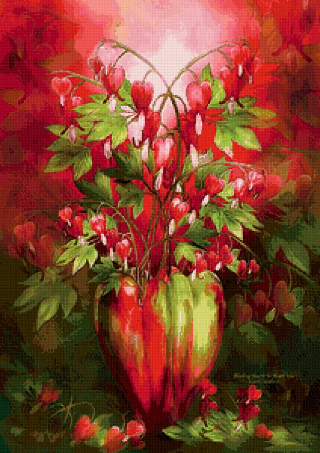 цветы в вазе - ваза, цветы, живопись, букет, натюрморт - предпросмотр