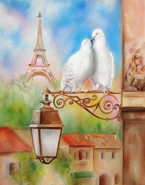 париж - любовь моя - голуби, пара, париж, любовь - оригинал