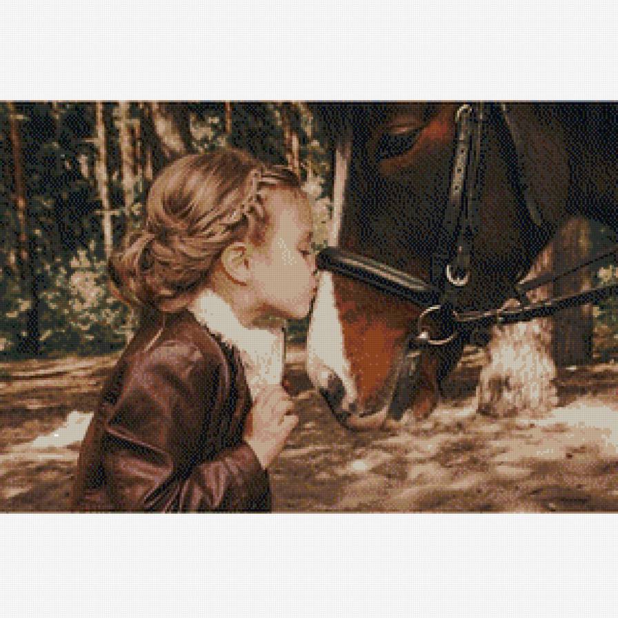 Маленькая девочка с конем - девочка, конь - предпросмотр