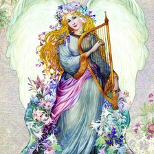 Схема вышивки «ангел с арфой»
