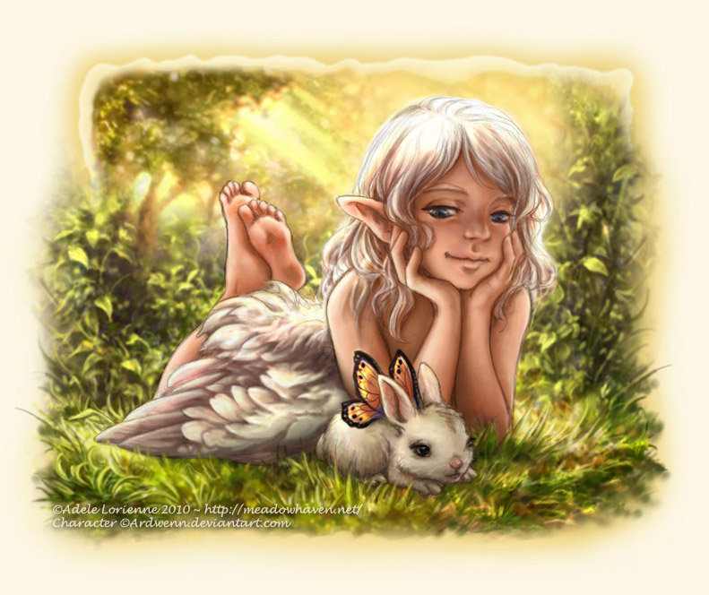 маленький эльф - дети, эльфы, природа - оригинал