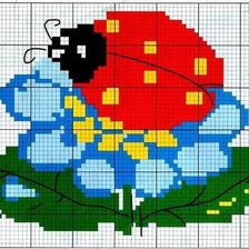 Схема вышивки «,букашка на ромашке»
