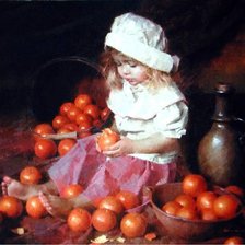 Оригинал схемы вышивки «Девочка и апельсины» (№956902)