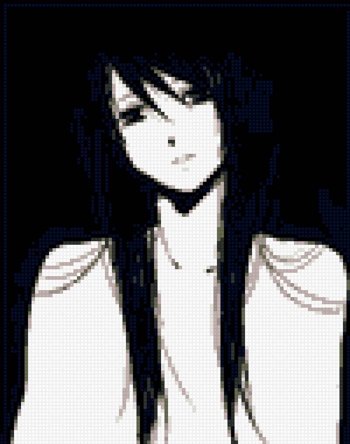 Девушка - мало цветов, аниме, черно-белое, простые схемы, люди, девушка - предпросмотр