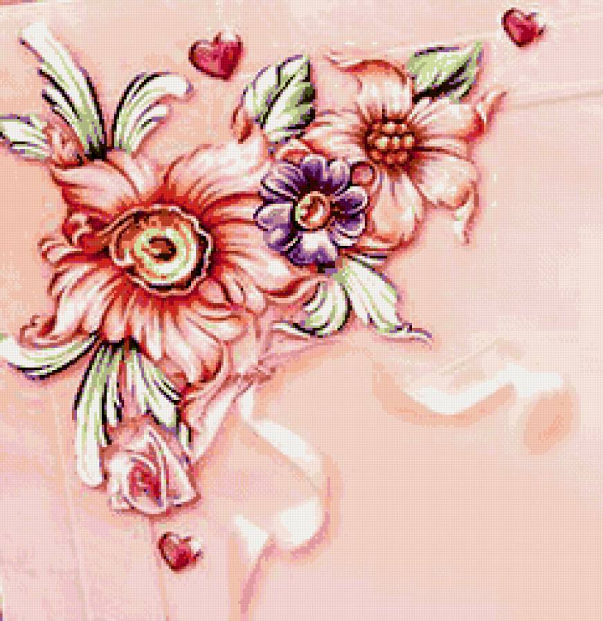 подушка с цветами - сердце, роза, нежность, подушка, цветок - предпросмотр