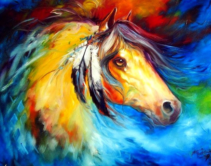 яркая лошадь - животное, краски, лошадь, конь, природа, живопись - оригинал