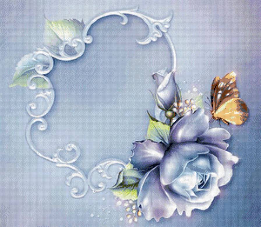 рамка для фото с розой и бабочкой - рамка, цветок, фото, бабочка, роза - предпросмотр