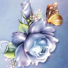 Схема вышивки «подушка с розой и бабочкой»