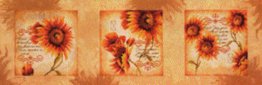 триптих Подсолнухи - лето, нежность, солнце, подсолнух, цветы - предпросмотр