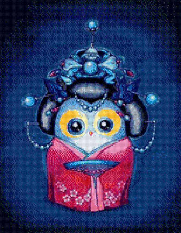 Сова-гейша - япония, сова, гейша, птица - предпросмотр