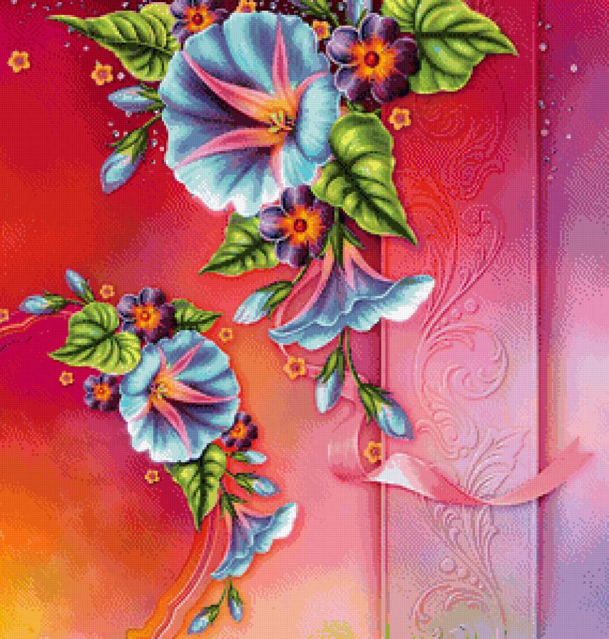 подушка с барвинком - панно, подушка, бабочки, барвинок, цветы - предпросмотр