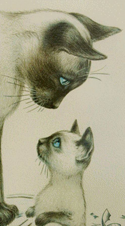 Серия "Домашние любимцы" - кошка, сиамские кошки, разбитая чашка, котенок - предпросмотр