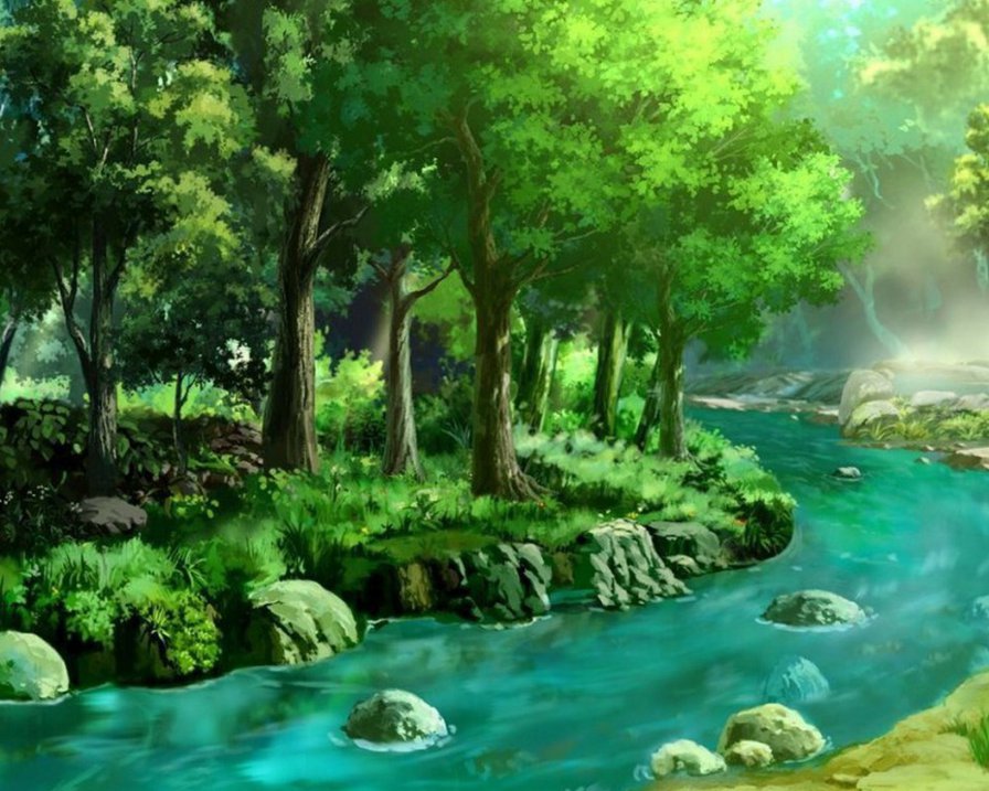 ручей в лесу - природа - оригинал