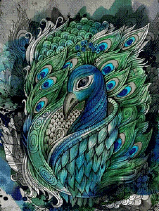 Серия "Абстракция" - акварель, рисунок, орнамент, жар-птица - предпросмотр