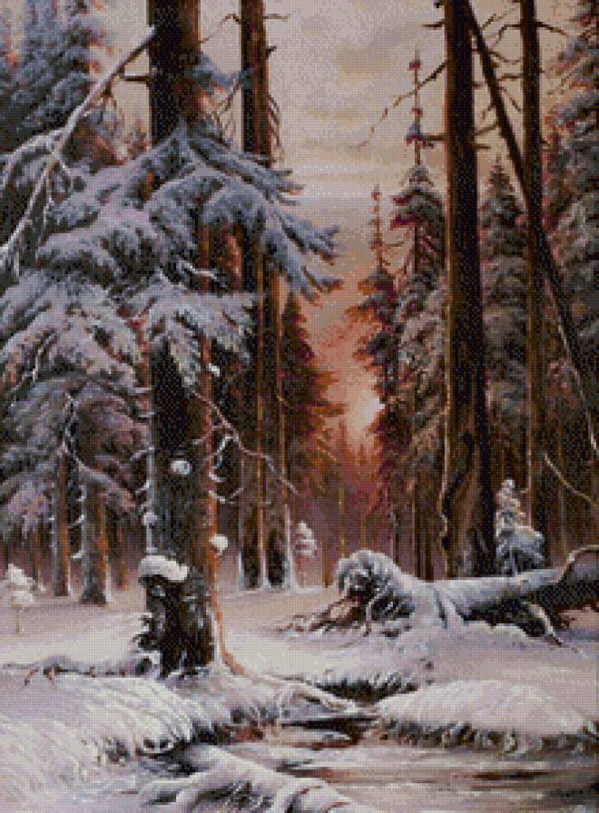 зимний лес - лес, зима, пейзаж, деревья - предпросмотр