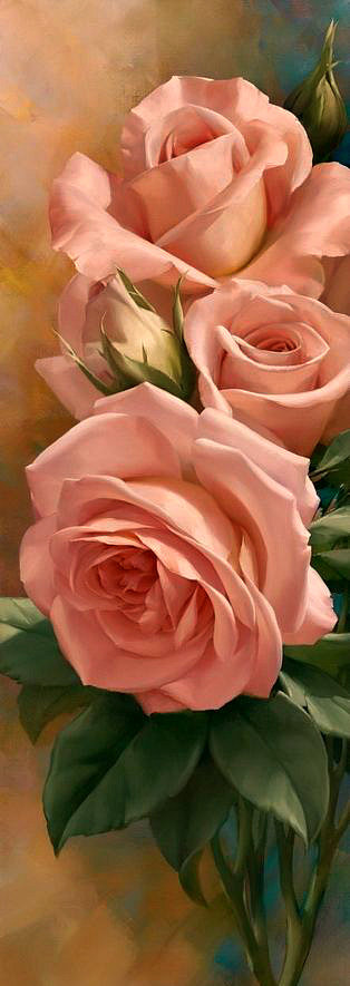 Серия "Цветы, букеты" - панно, нежные розы - оригинал