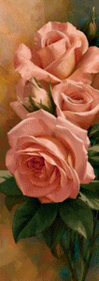 Серия "Цветы, букеты" - нежные розы, панно - предпросмотр
