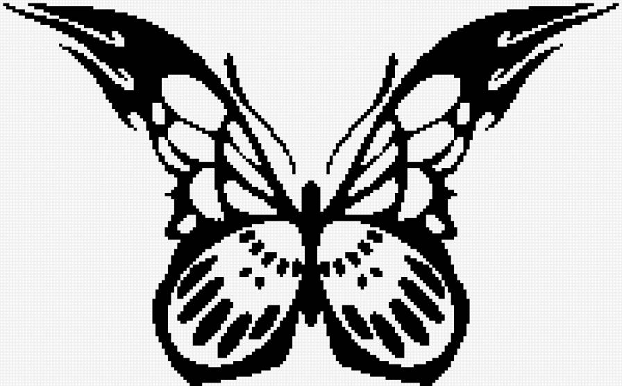 Бабочка - бабочки, монохром, черно-белый - предпросмотр