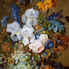 Оригинал схемы вышивки «Натюрморт цветы с фруктами» (№962715)