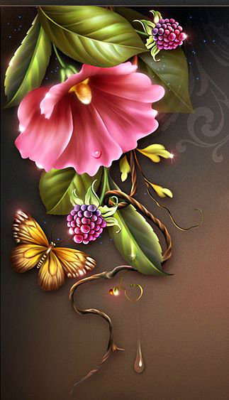 бабочка и цветы - цветок, бабочка, подушка, панно - оригинал