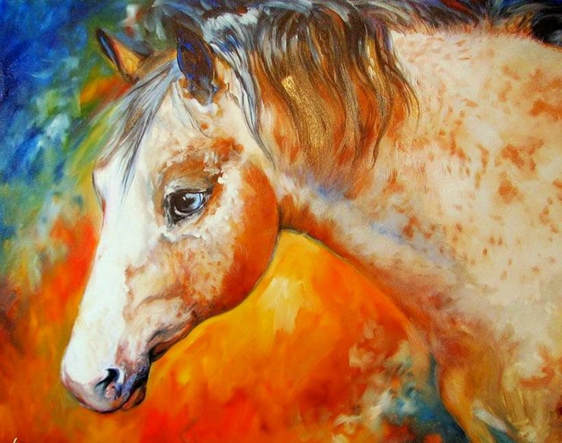 лошадь - живопись, краски, конь, животное, огонь, природа, лошадь - оригинал