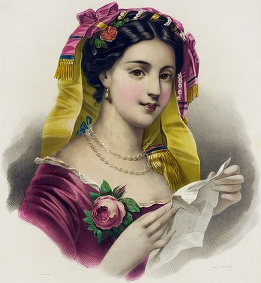 Дама ретро - девушка, письмо - оригинал