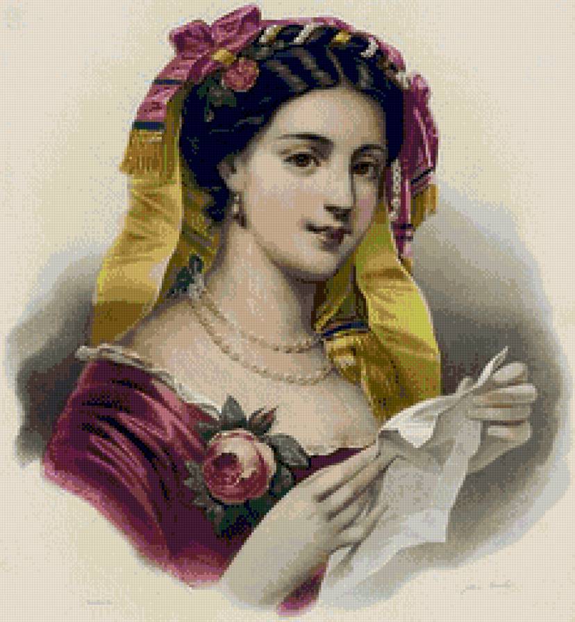 Дама ретро - письмо, девушка - предпросмотр