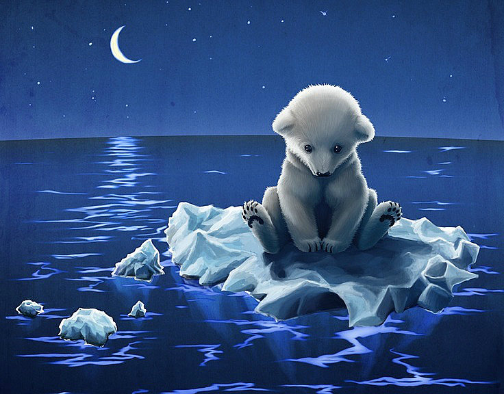 Серия "Мультяшки" - льдина, луна, белый мишка, грустный малыш - оригинал