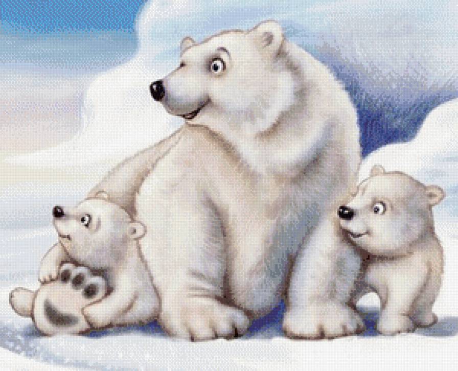 Серия "Мультяшки" - белый мишка, картинка, три медведя, медвежата - предпросмотр