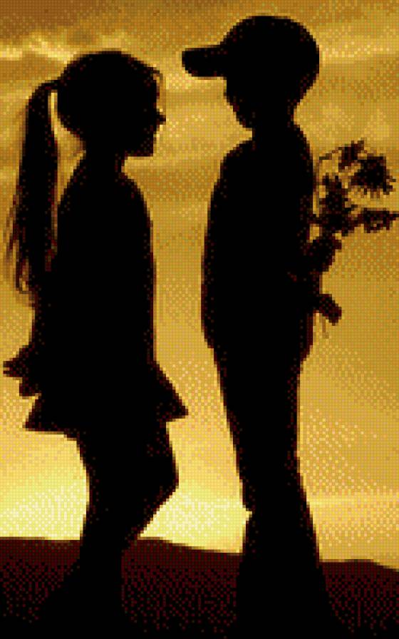 На закате дня - любовь, мальчик и девочка, закат - предпросмотр