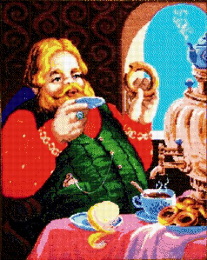 у самовара - самовар, мужчина, чай - предпросмотр