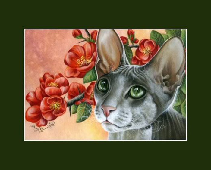 кошка с цветами - кот, кошка - оригинал