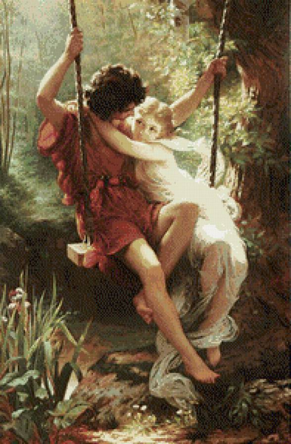 влюбленные на качелях - пара, на качелях - предпросмотр