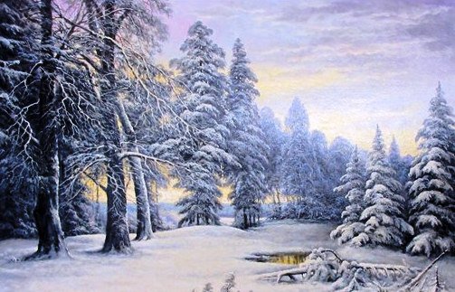 Зимний пейзаж - природа, снег, зима - оригинал