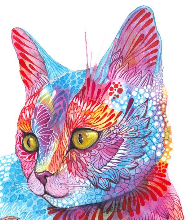 Серия "Абстракция" - кот, котик, портрет - оригинал