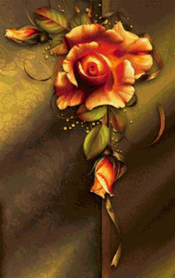 панно с розой - шелк, шик, розы, ленты, панно, цветы - предпросмотр