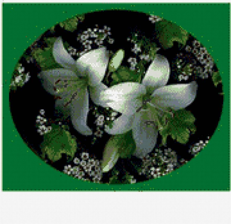 лилии в овале - лилии в овале, белые лилии, схема, лилии - предпросмотр