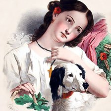 Схема вышивки «женский образ с собакой»