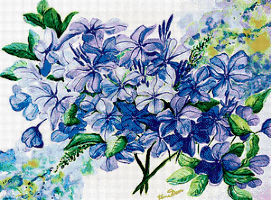 букет синих цветов - рисунок, букет, цветы, акварель - предпросмотр