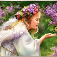 Схема вышивки «Ангел в сирени.»