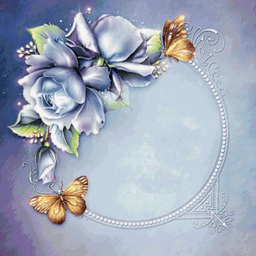 рамка для фото с розой и бабочкой - подушка, бабочка, фото, цветок, рамка, роза - предпросмотр